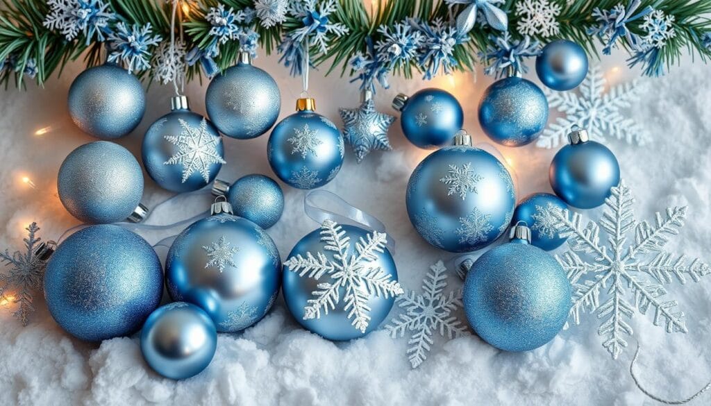 DIY Blue and Silver Christmas Decorations