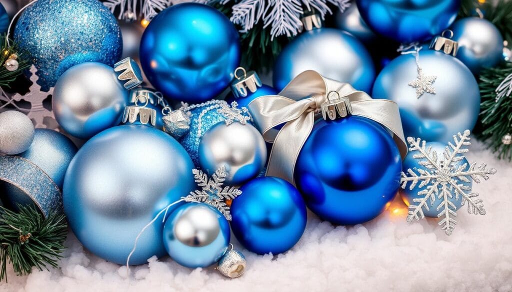 blue and silver holiday decor