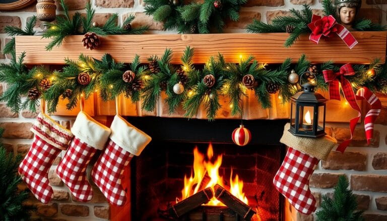 rustic christmas mantel decor