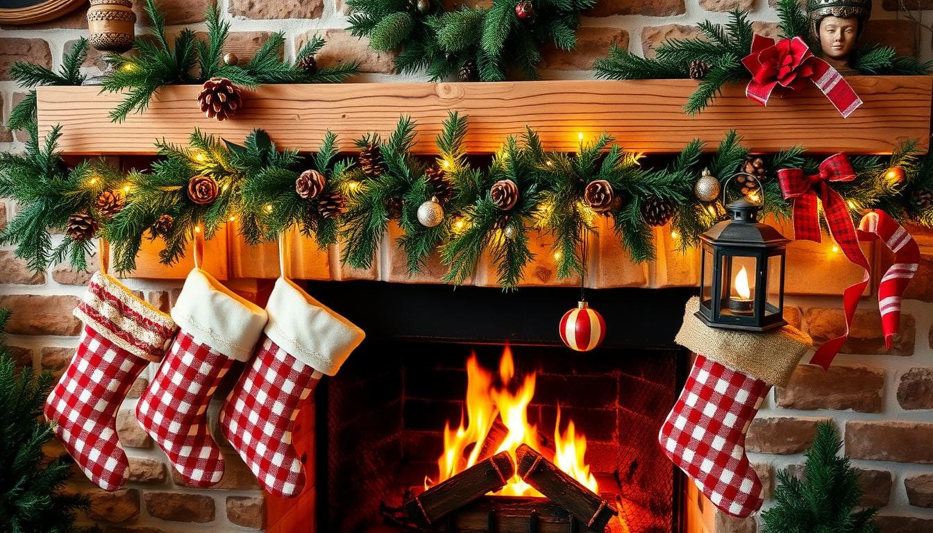 rustic christmas mantel decor