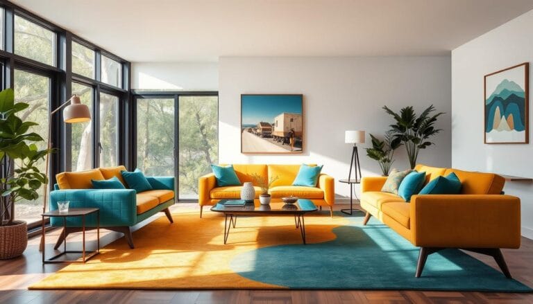 mid century modern living room