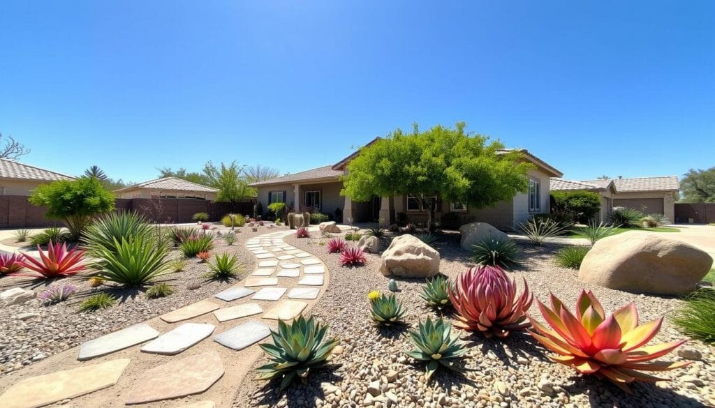 low maintenance front yard succulent garden