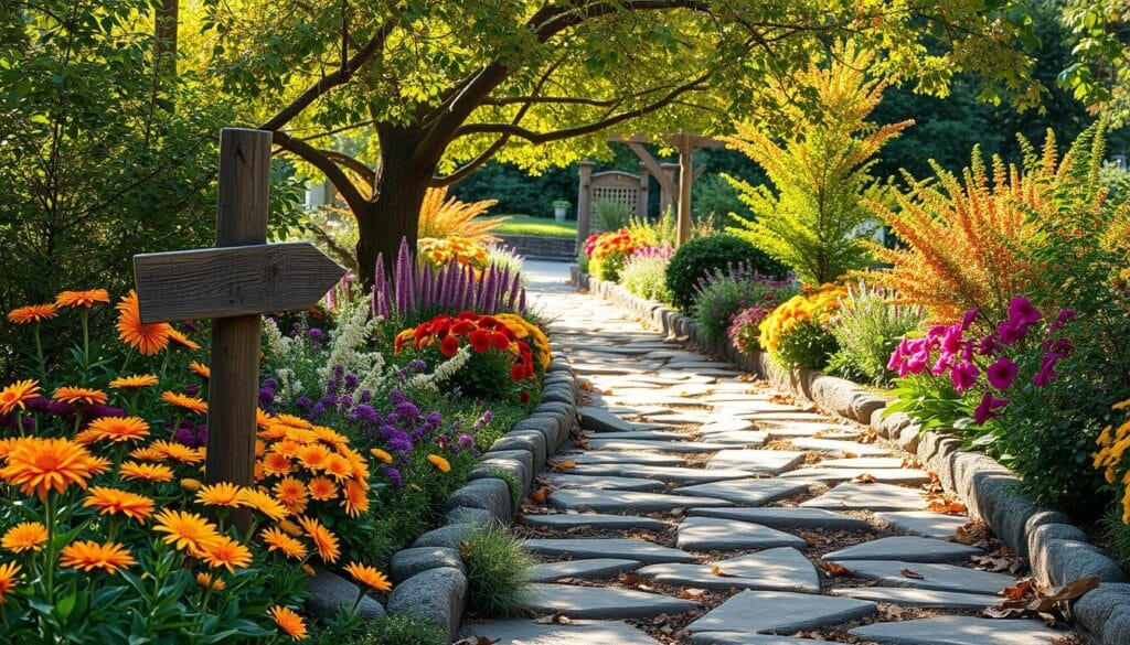 seasonal garden pathway