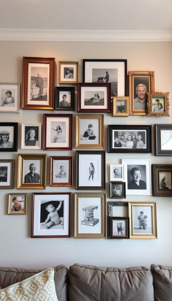 Personalized family photo wall art with diverse frames