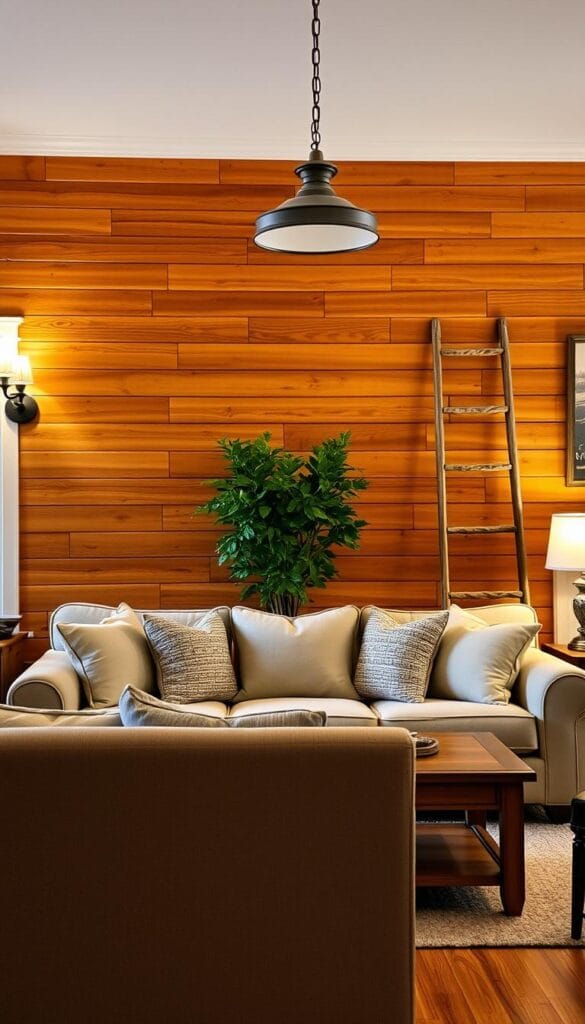 accent walls rustic farmhouse living room ideas