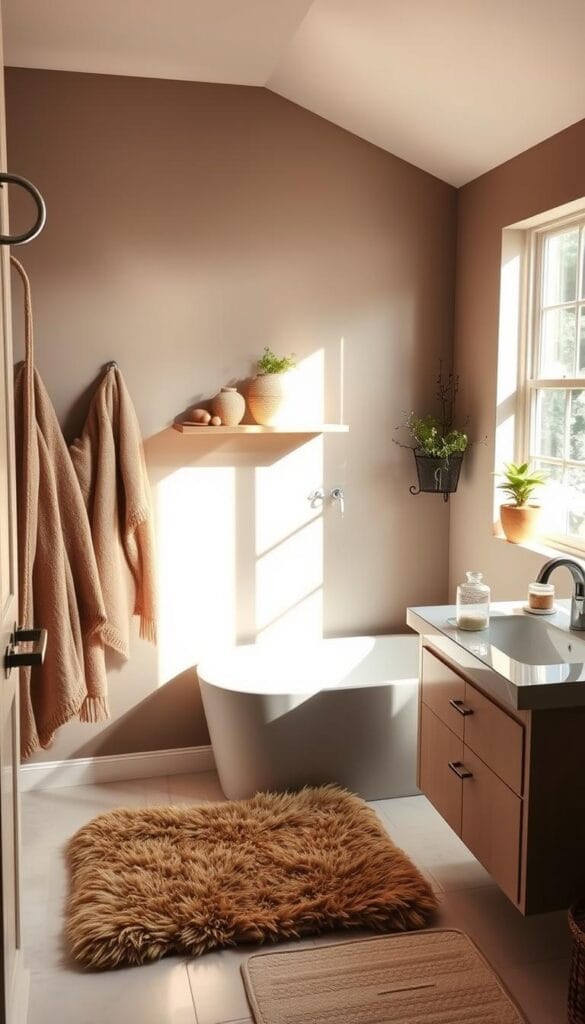 budget-friendly bathroom updates with soft textiles