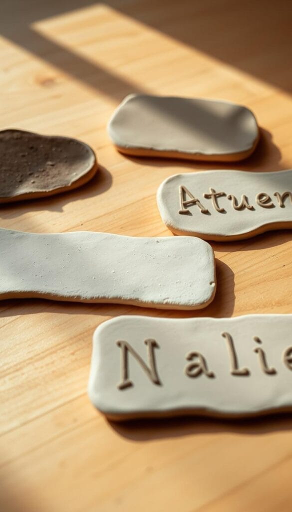 creative air dry clay nameplates