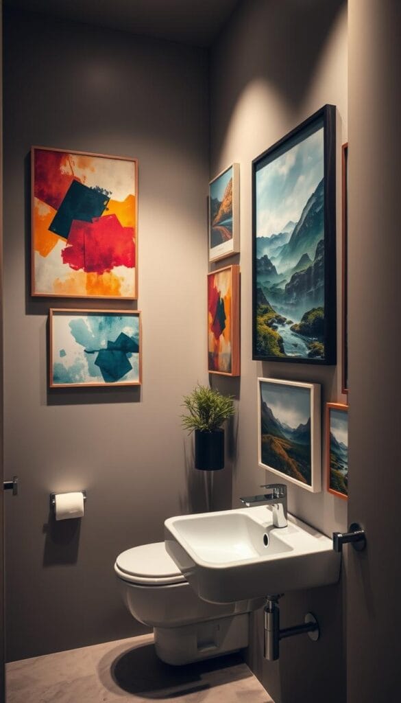 creative washroom decorating ideas wall art