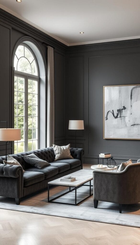 elegant home decor with grey walls