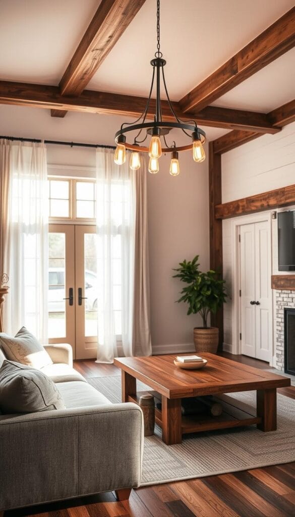 modern farmhouse living room design lighting