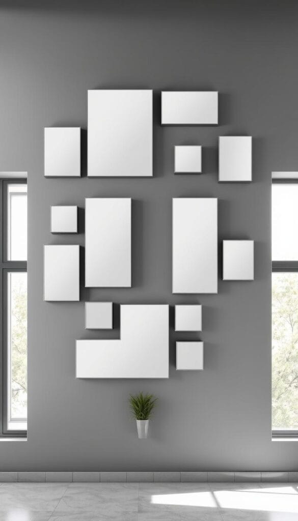 modern grey wall design ideas mirrors