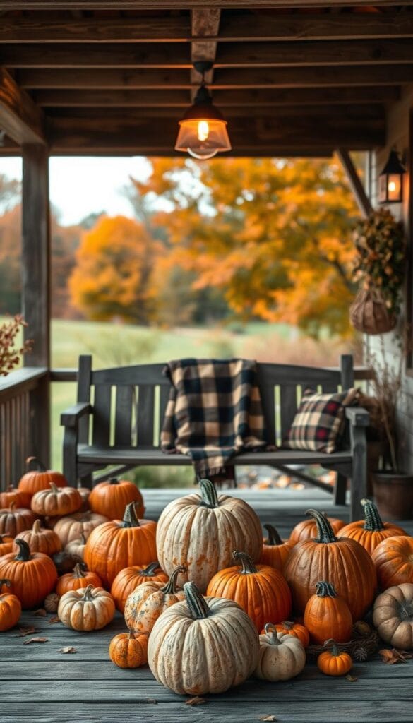 rustic chic fall decor pumpkin displays