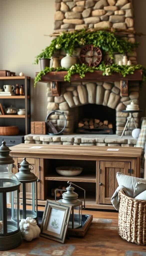 rustic farmhouse tv stand decor