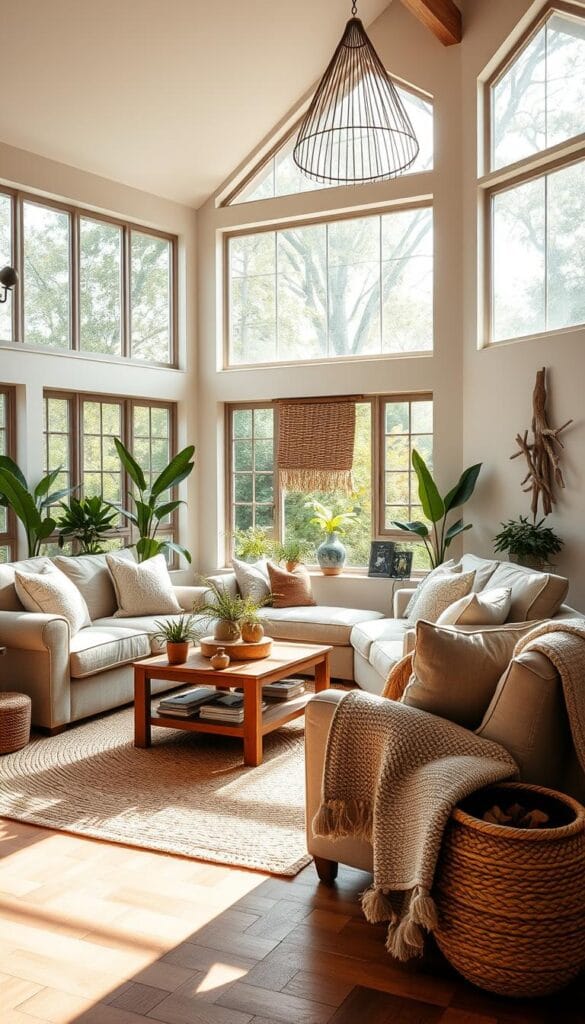 stylish living room decor with natural elements