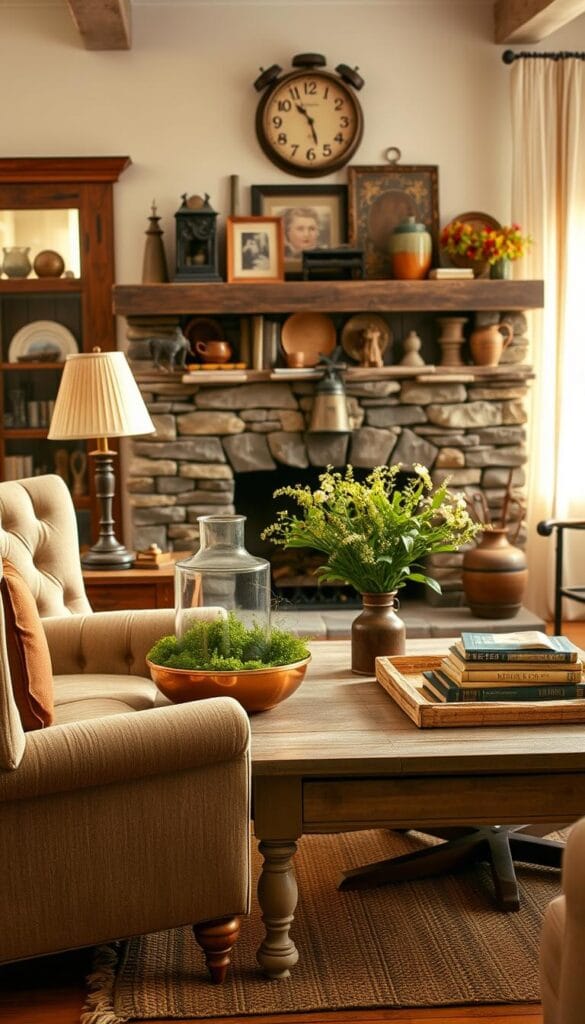 vintage farmhouse living room decor accessories