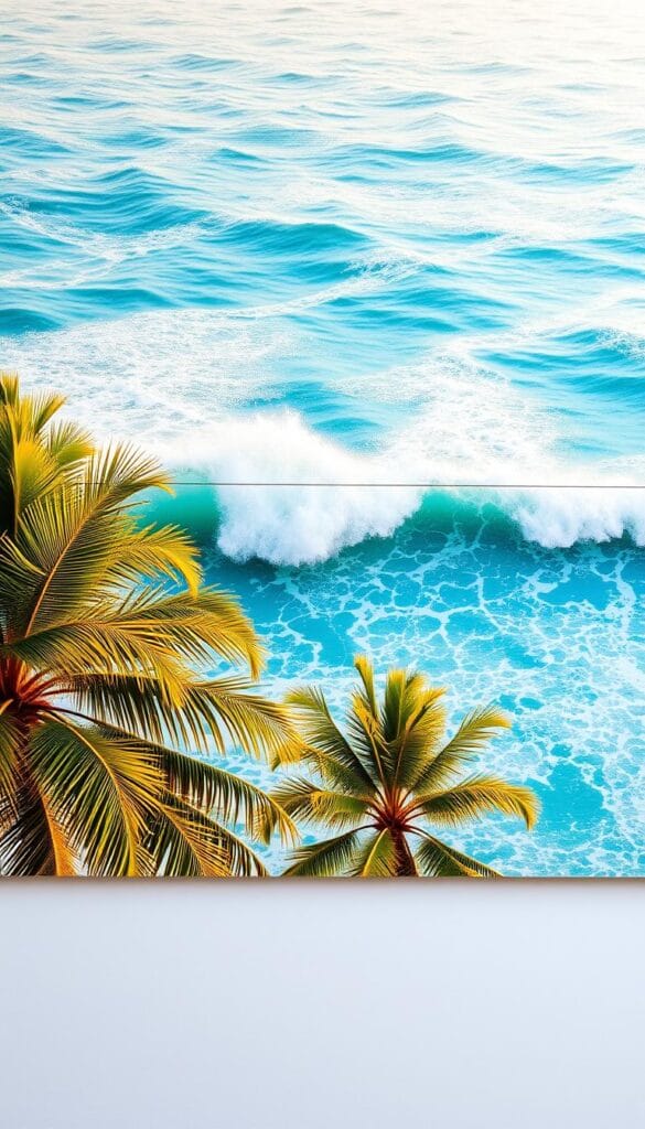 Coastal wall art with tropical vibes