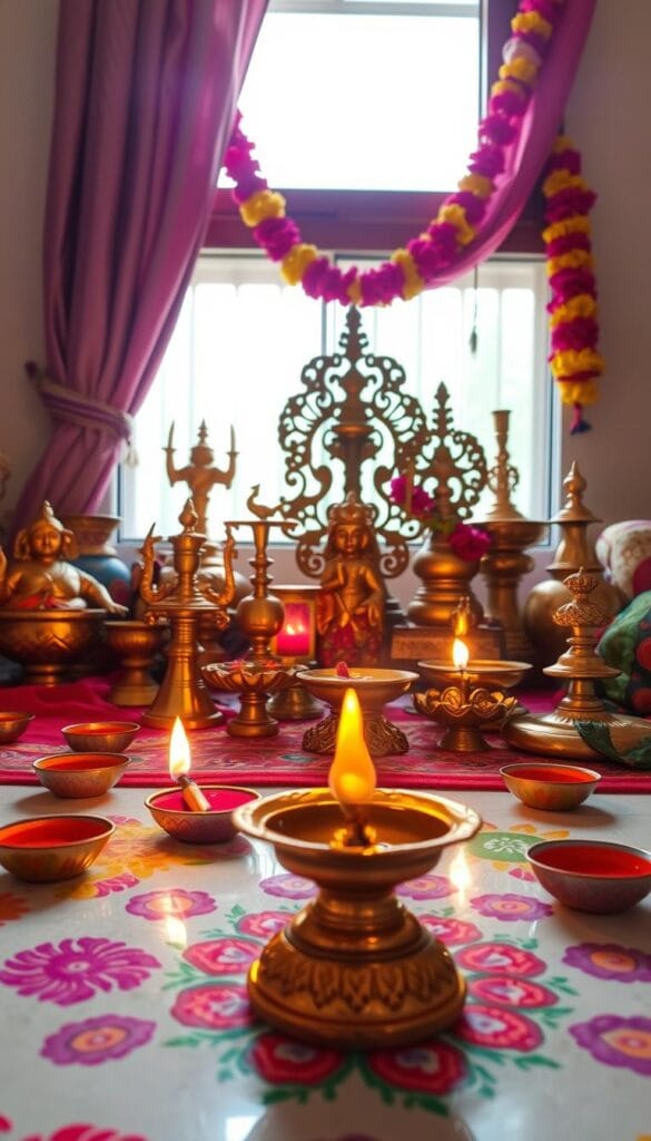 Cultural Diwali decor blending traditions