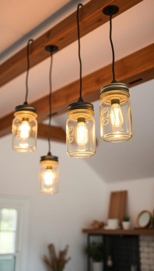 DIY mason jar pendant lights
