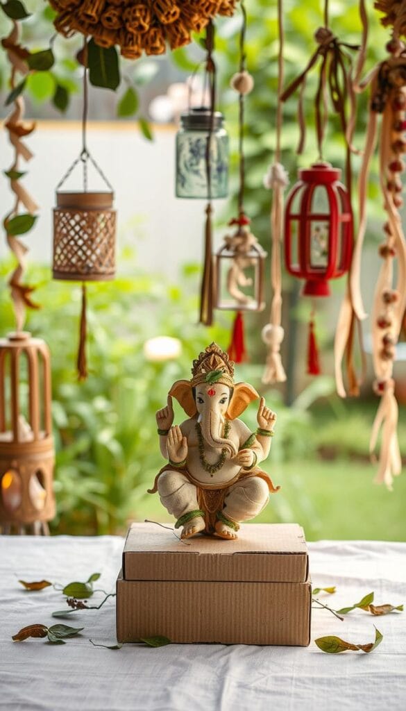 Eco-friendly Ganesh decoration ideas with recycled materials