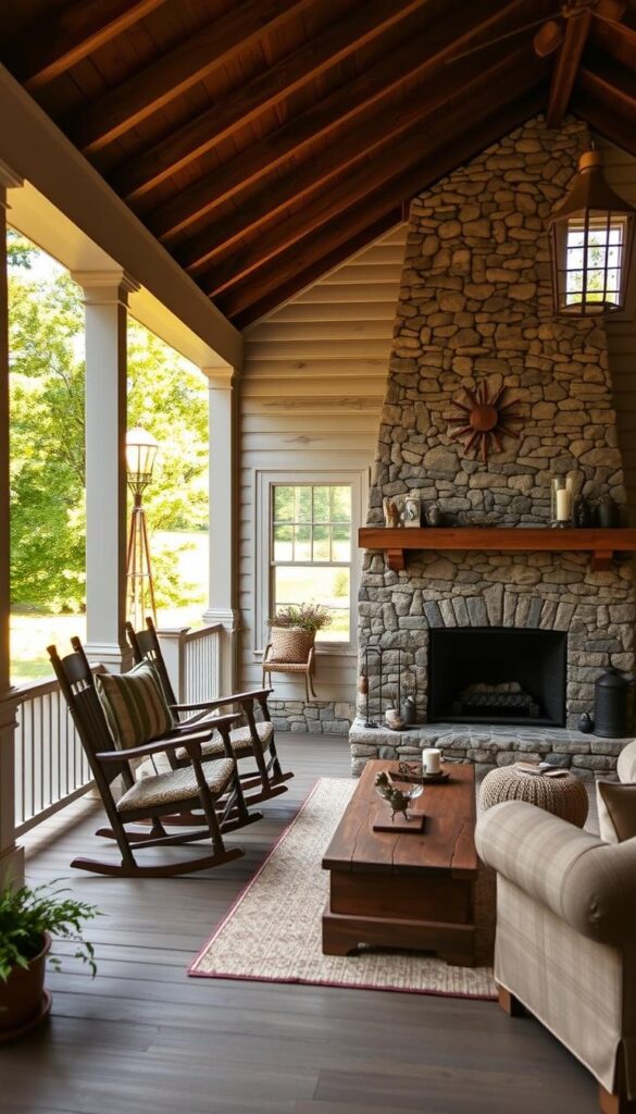 Kentucky farmhouse decor with local stone and reclaimed wood