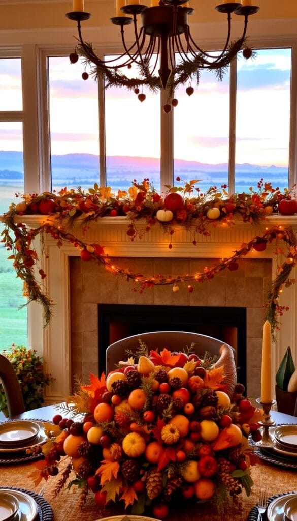Thanksgiving centerpieces and festive garlands