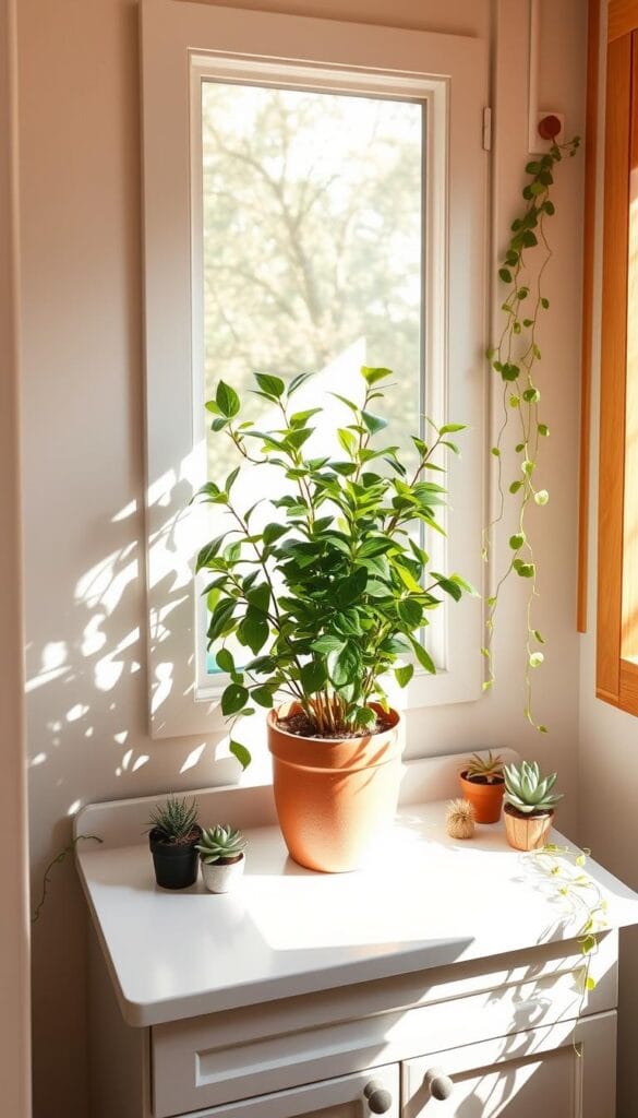 budget-friendly bathroom decor with plants