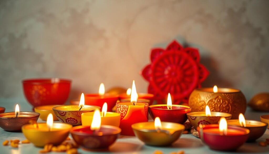 colorful diwali candles