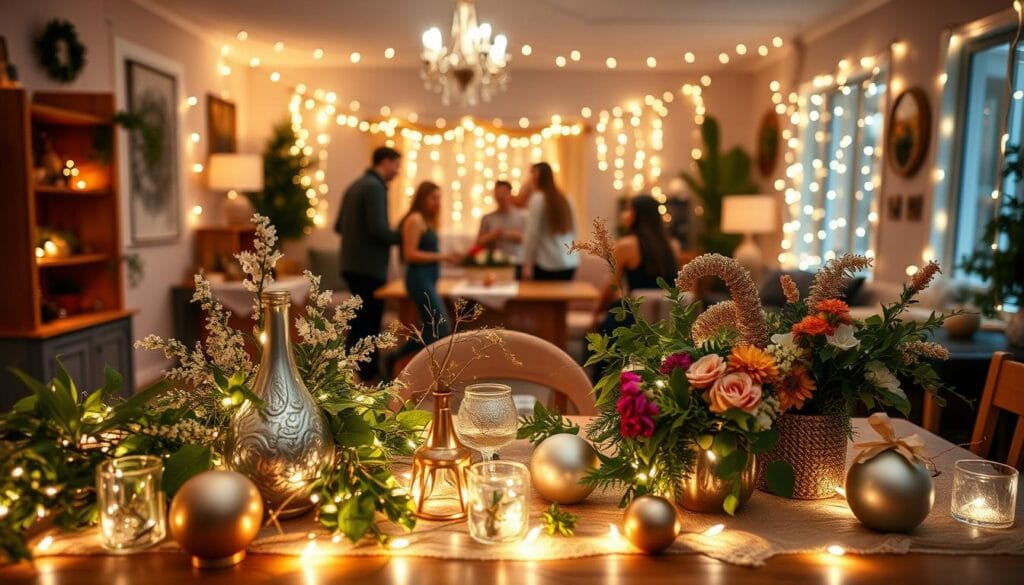 creative home party decorations with fairy lights