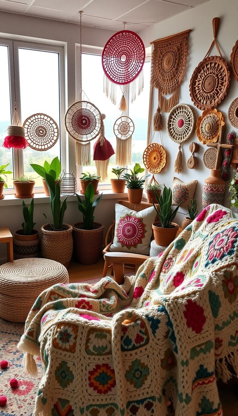 27 Crochet Home Decor Ideas: Cozy Blankets Boho Accents