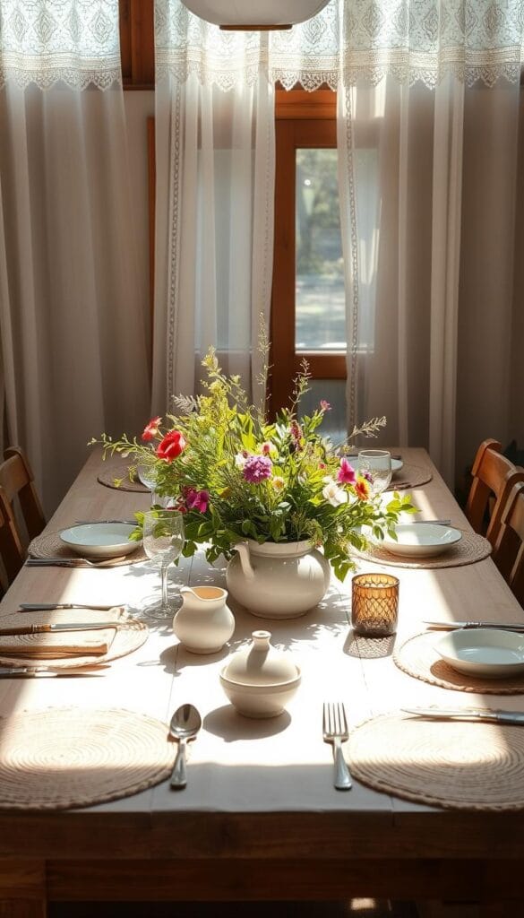 eco-friendly brunch table decor at home