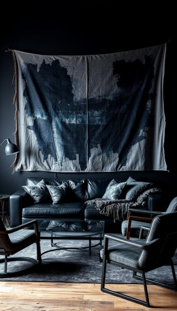 edgy textiles in living room decor