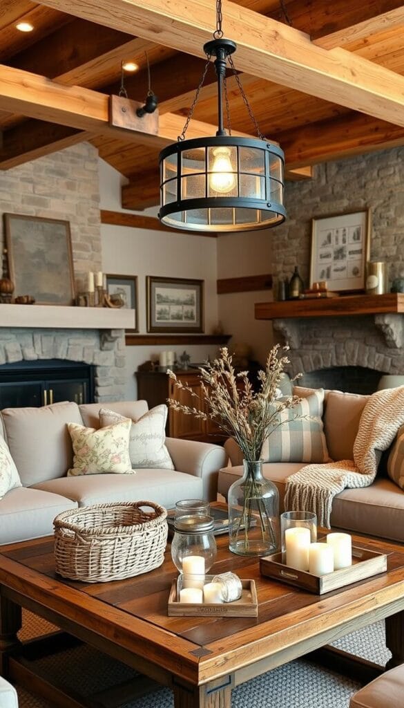 farmhouse-style living room essentials DIY decor ideas