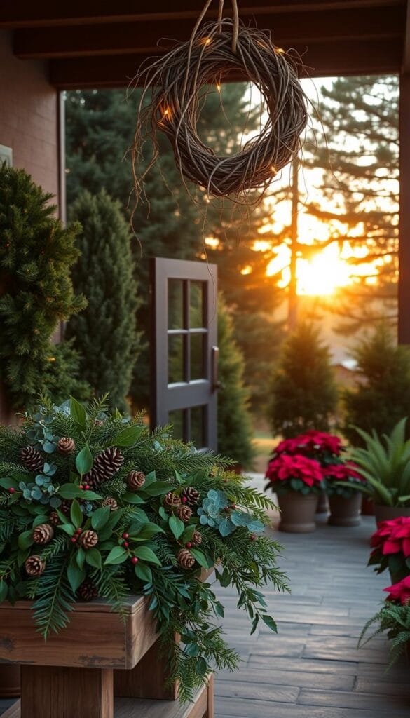 natural holiday greenery decor