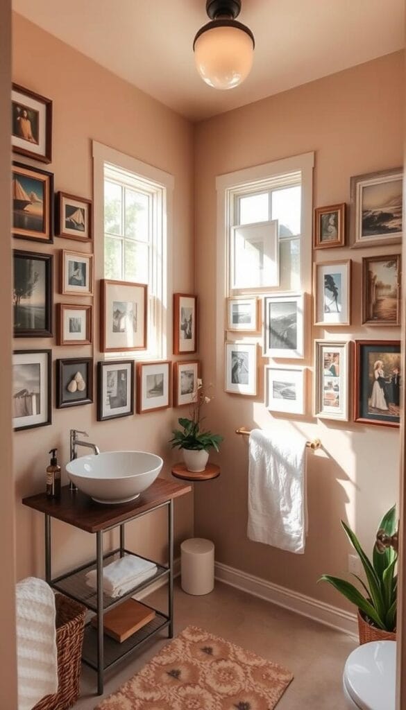 small bathroom decorating tips with gallery walls