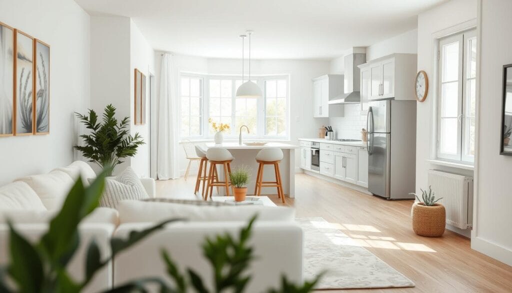 small home interior design with light colors