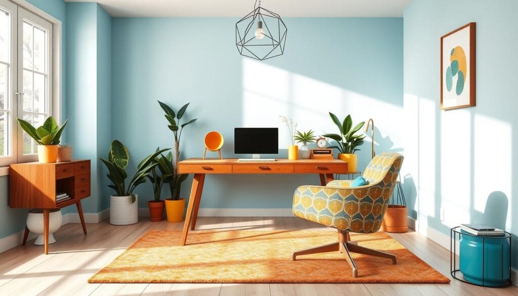 stylish home office decor with brighter colors