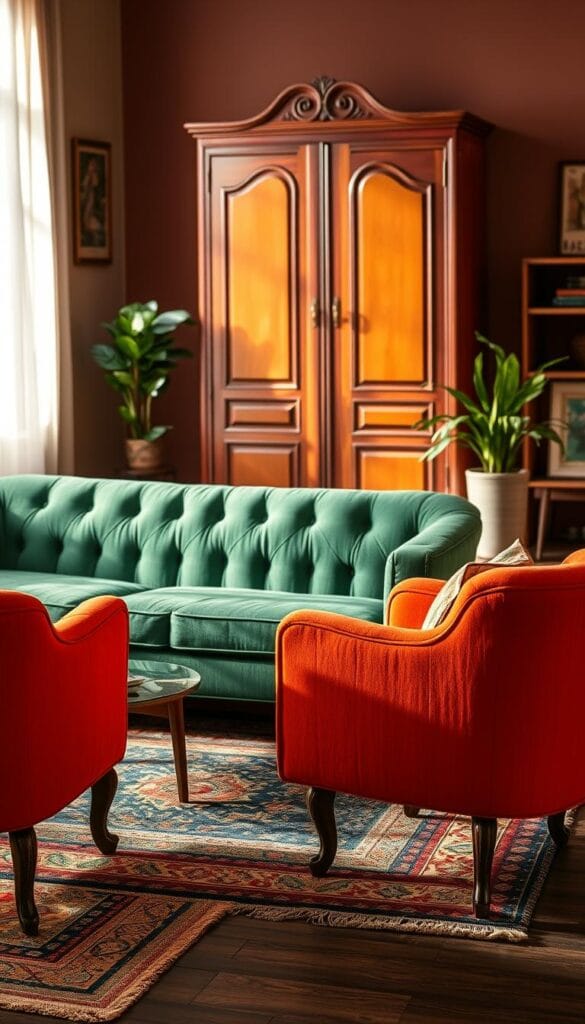 vintage furniture inspiration with bold color palettes
