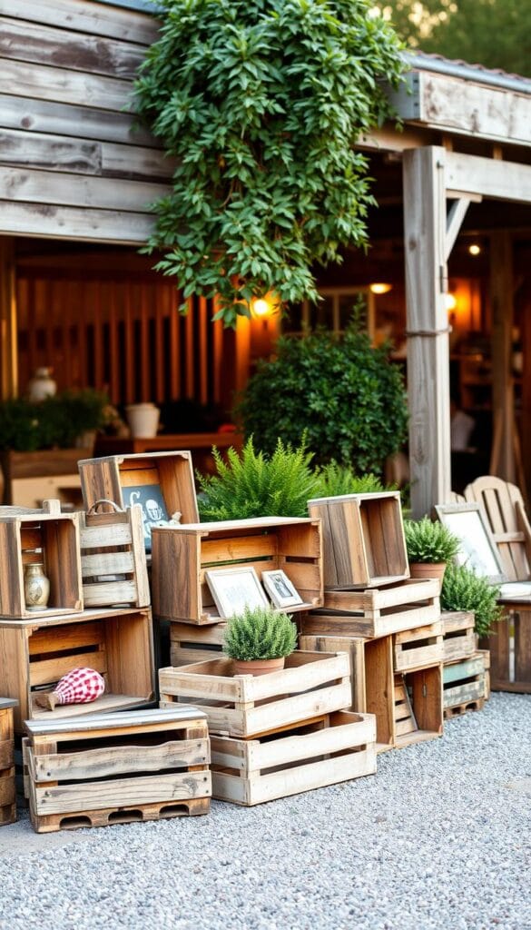 vintage wooden crate outdoor decor ideas