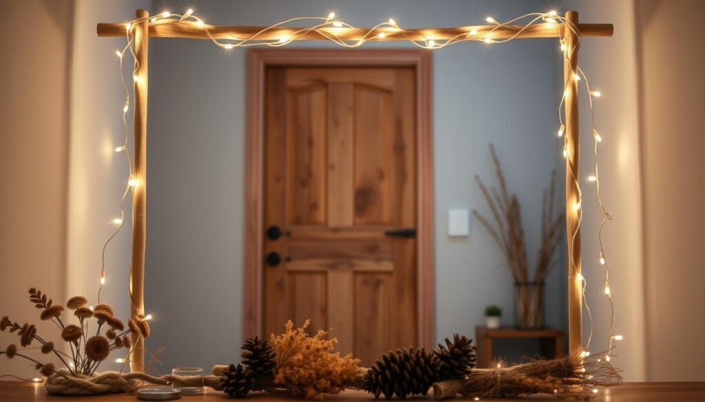 DIY door decor with string lights