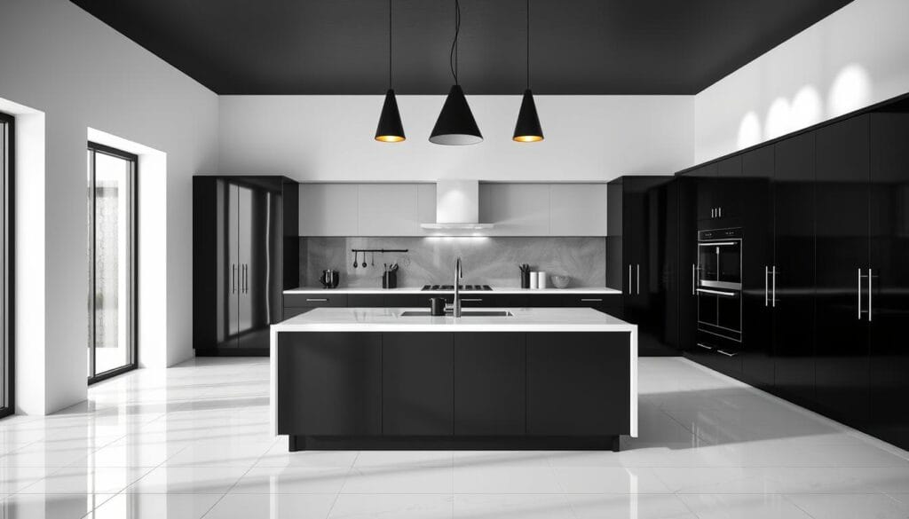 black and white kitchen decor