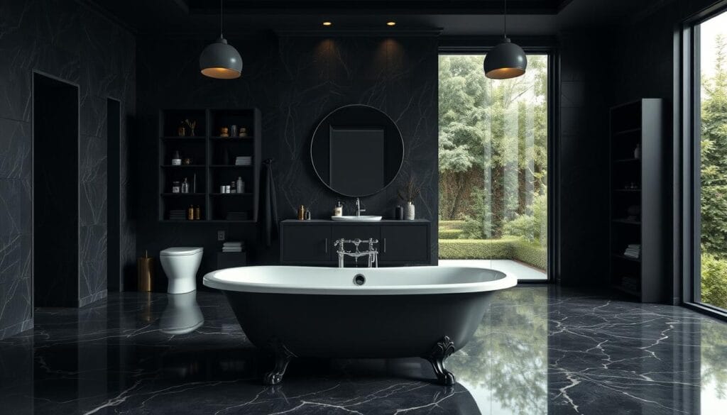 black bathroom decor
