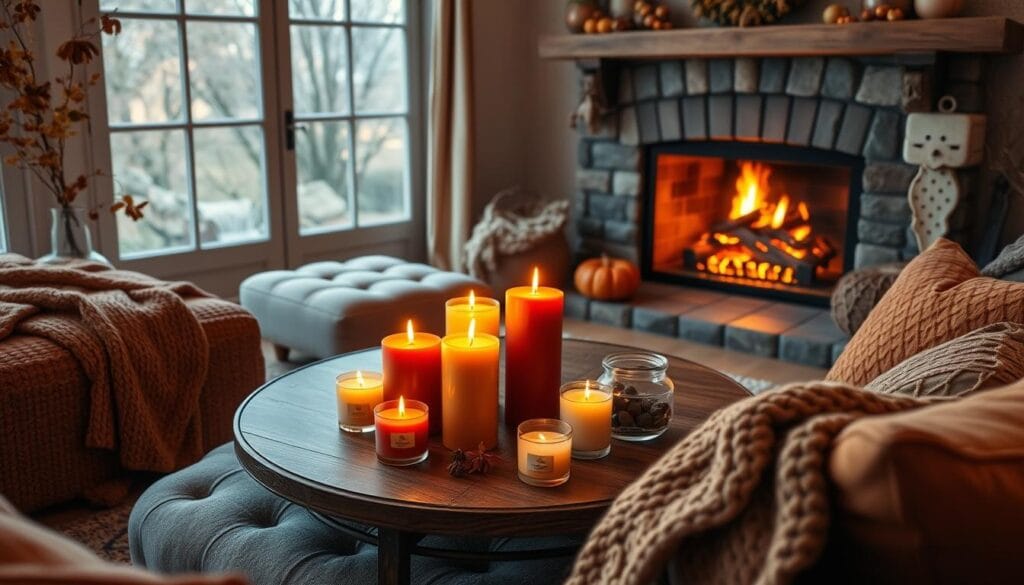 cozy fall home decor with candles