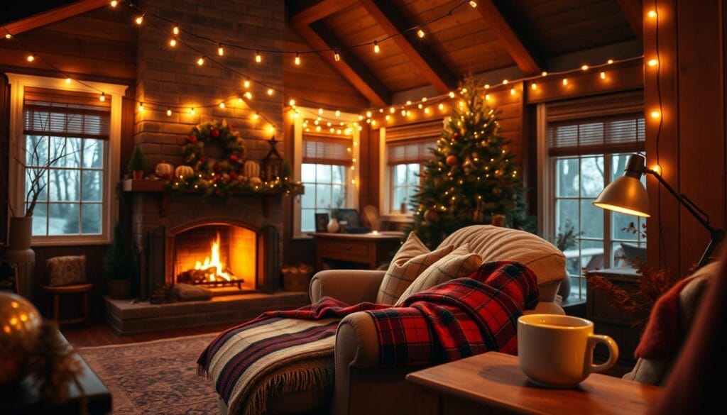 cozy fall home ideas with string lights