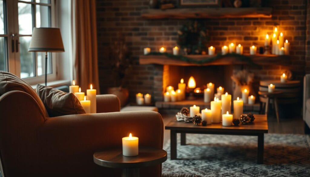 cozy home styling with scented candles
