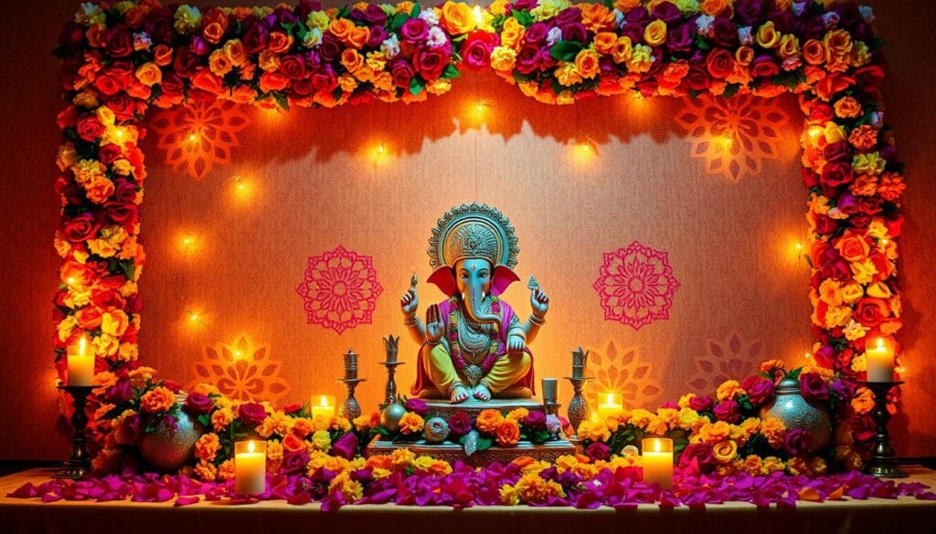 diy ganpati decoration backdrop