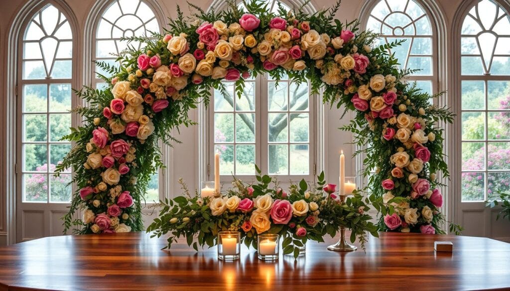 elegant wedding decor with seasonal flowers