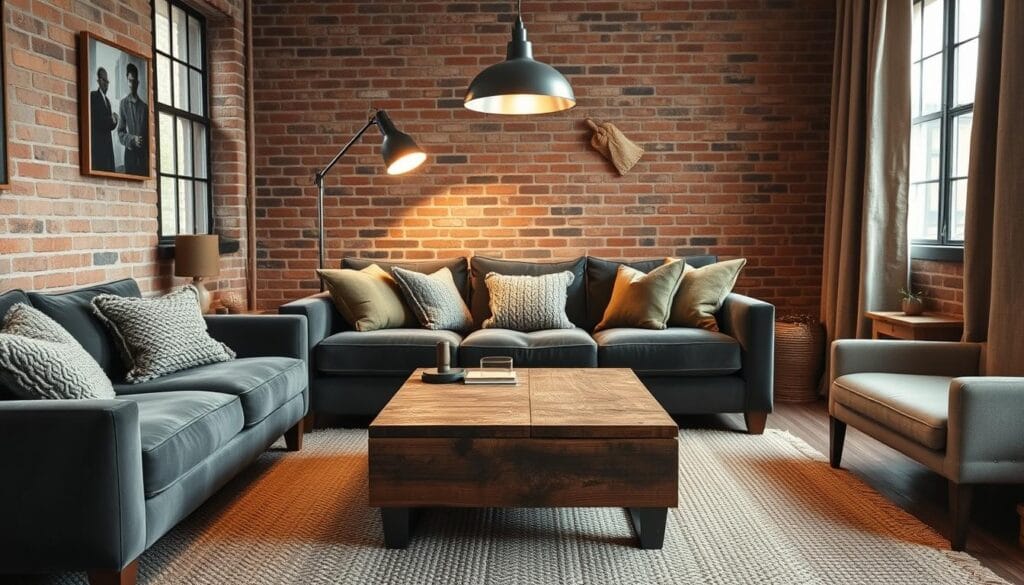 layering textures in masculine living room design