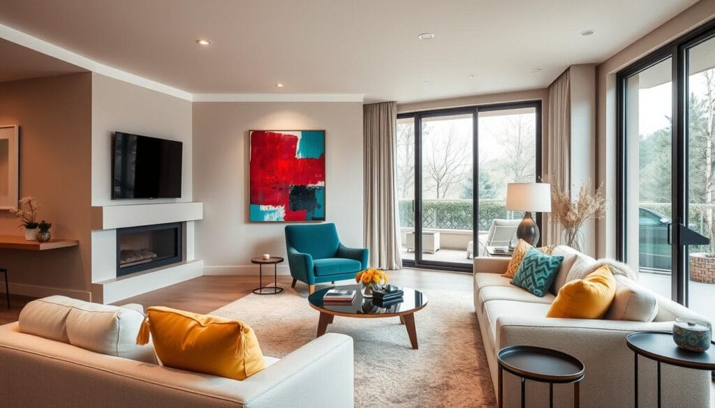 modern neutral decor trends with pops of color