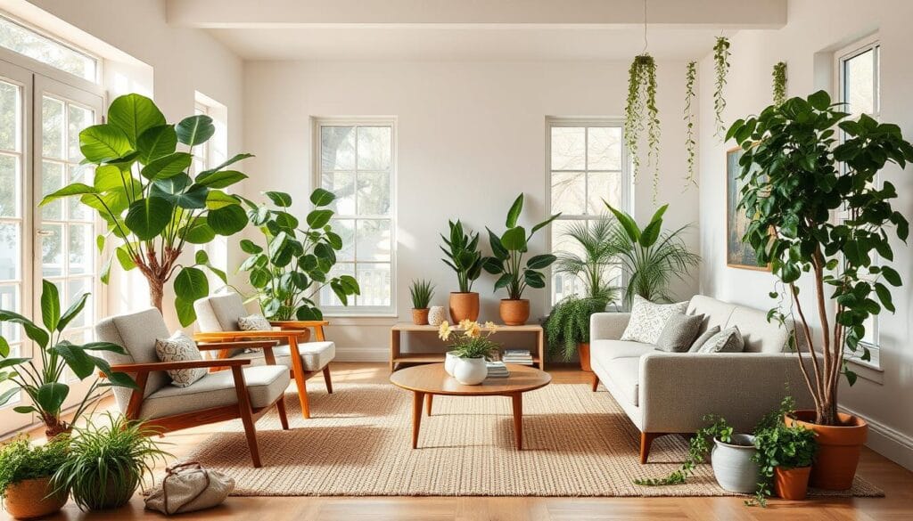 neutral home decor ideas with plants