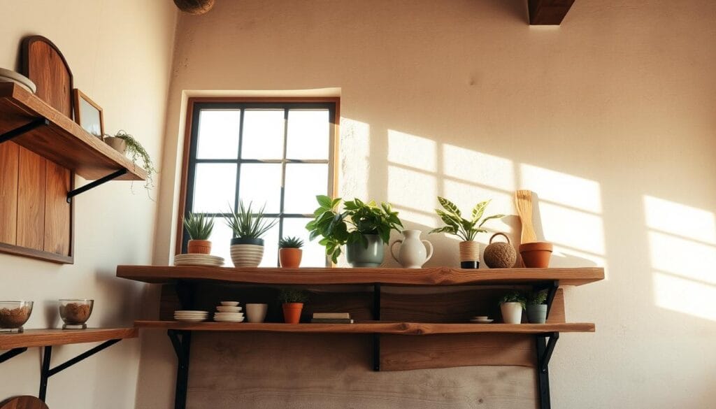 reclaimed wood shelves